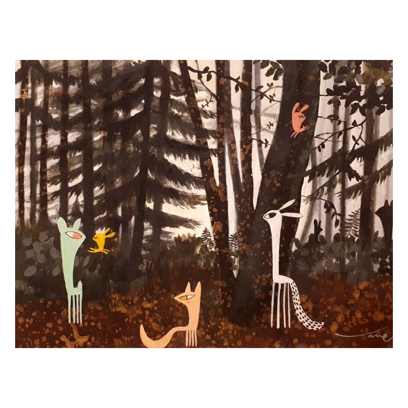 Familia Guspi en el bosque, cuadro de Vané