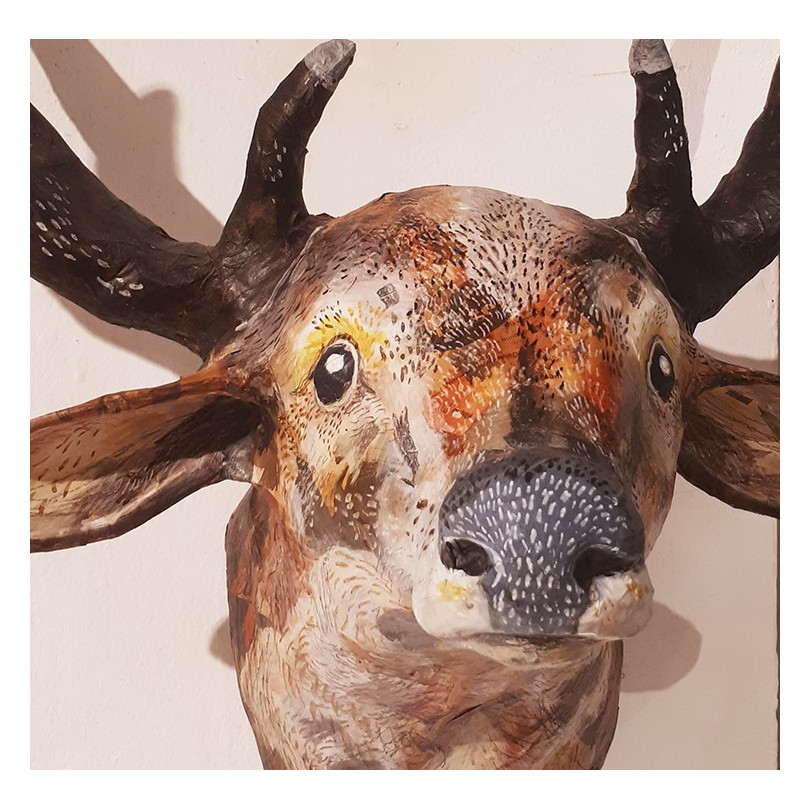 Deer Trophy, papier mache sculpture