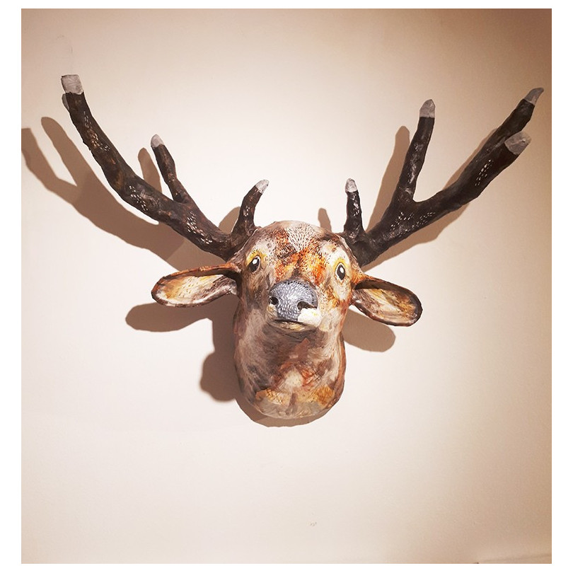 Deer Trophy, papier mache sculpture
