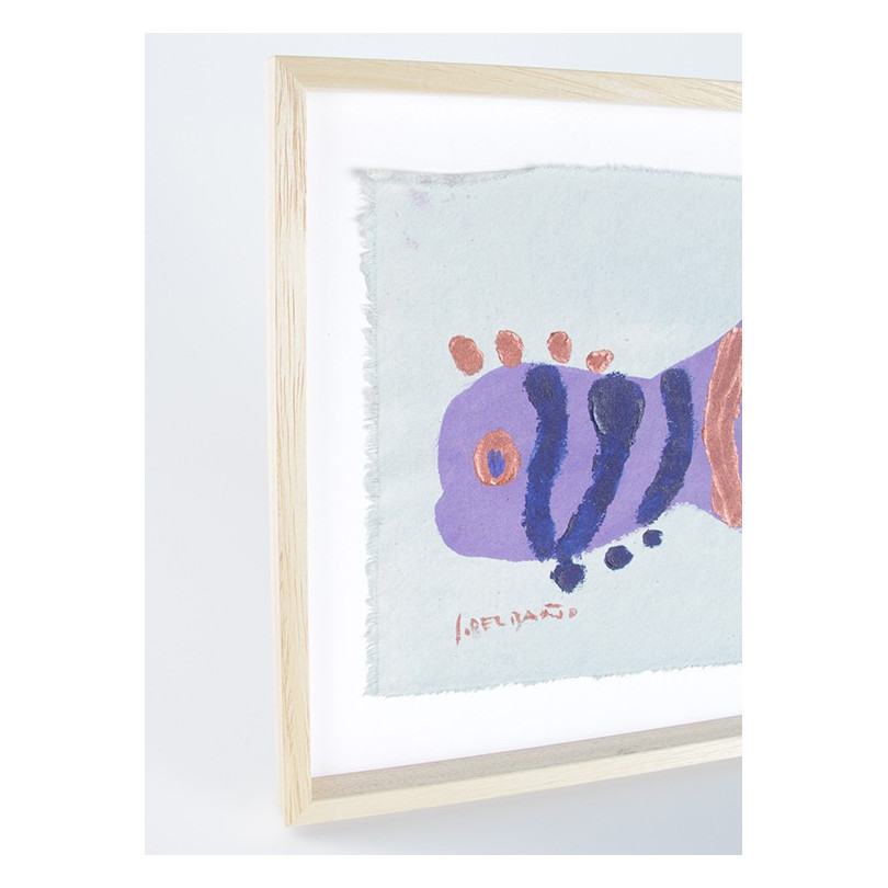 FUNNY FISH 07 small framed hand painting 
