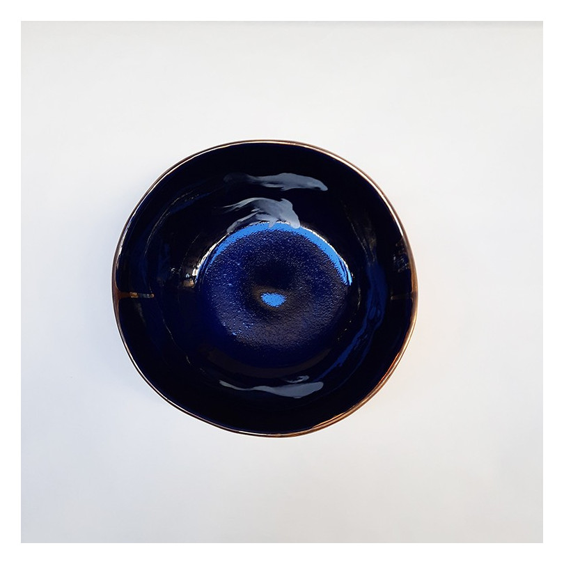 COBALT KOI FISH bowl, blue cobalt ceramic bowl with koi fish decor