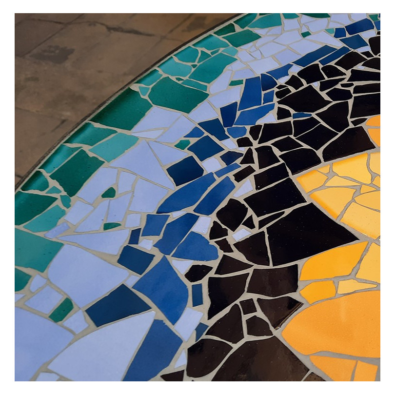 SUNFLOWER-Tournesol table ronde en mozaique