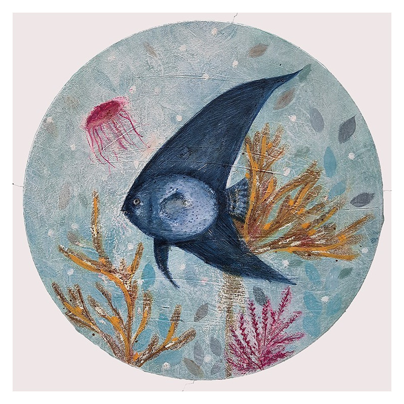 BLUE 04 circular painting by Karenina Fabrizzi