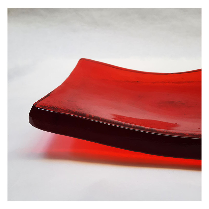 ONA RECTANGULAR vide-poche en verre rouge