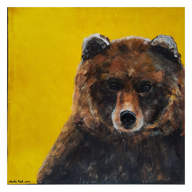 BEAR artwork, Bear portrait painting by Marike Koot