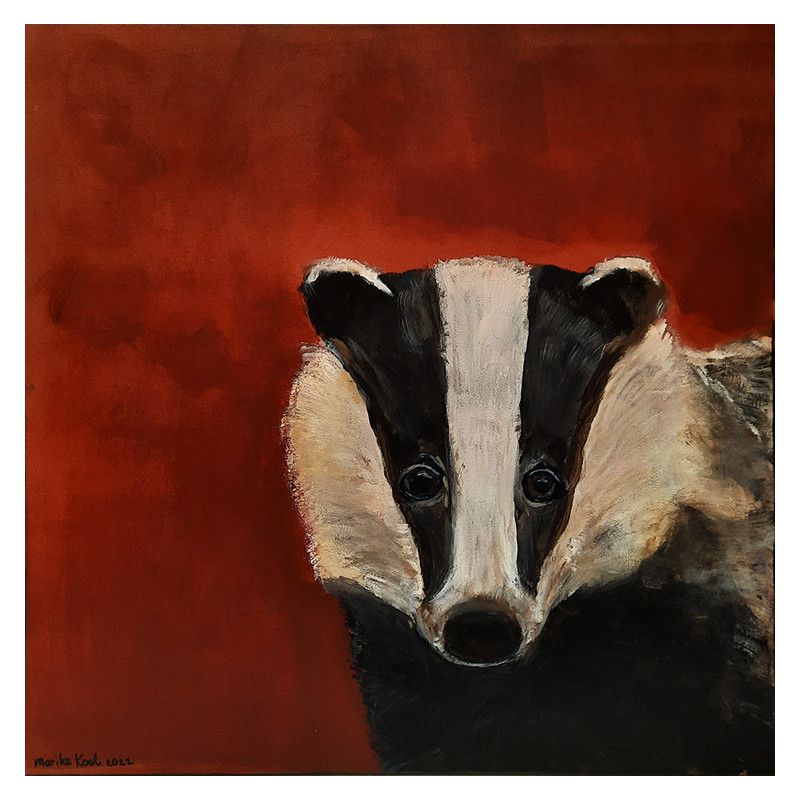 BADGER painting, Badger portrait painting by Marike Koot