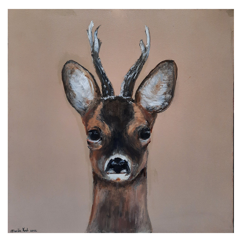 DEER painting, deer portrait painting, artwork by Marike Koot