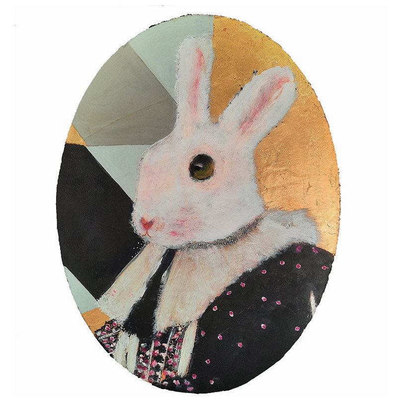 HENRY retrato pintado de conejo de K. Fabrizzi