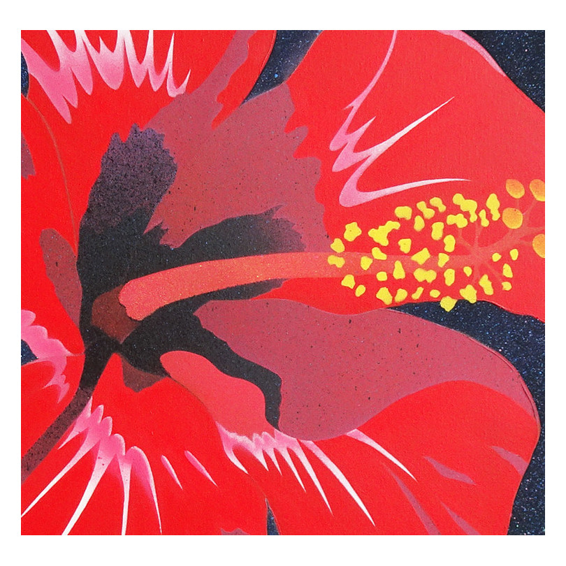 HYÈRES HIBISCUS pintura, obra pintada flor de hibiscus 