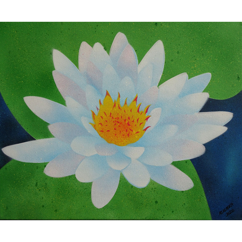 LOTUS pintura, cuadro flor de lotus de Azulaska