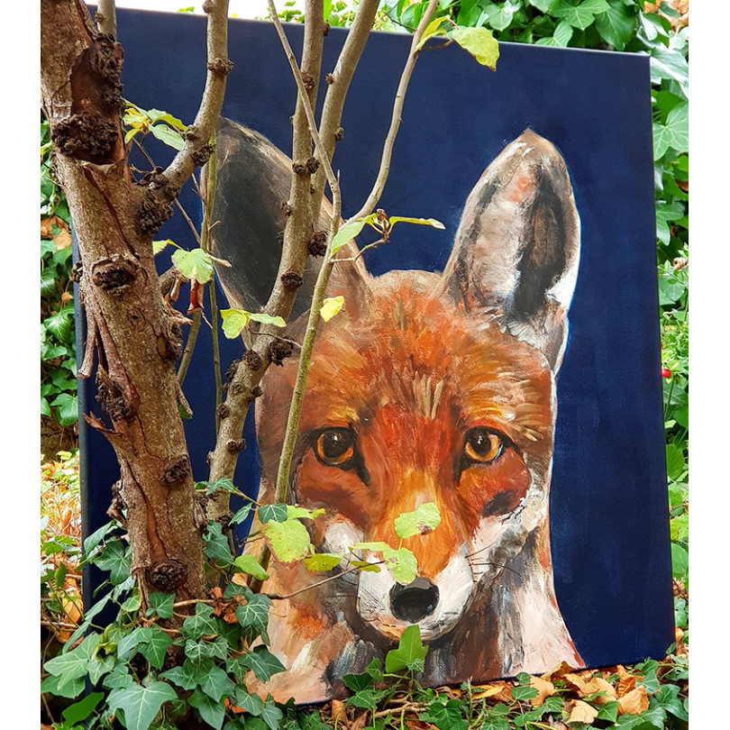 YOUNG FOX pintura, retrato de un joven zorro par Marike Koot