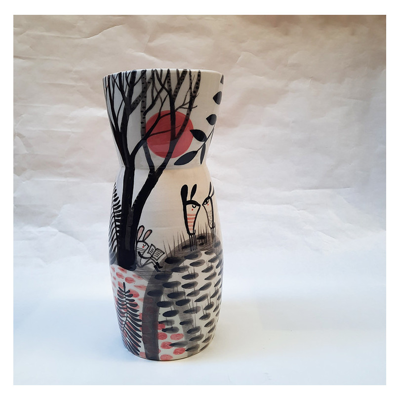 LA CONTENTA vase, one-off hand painted pottery
