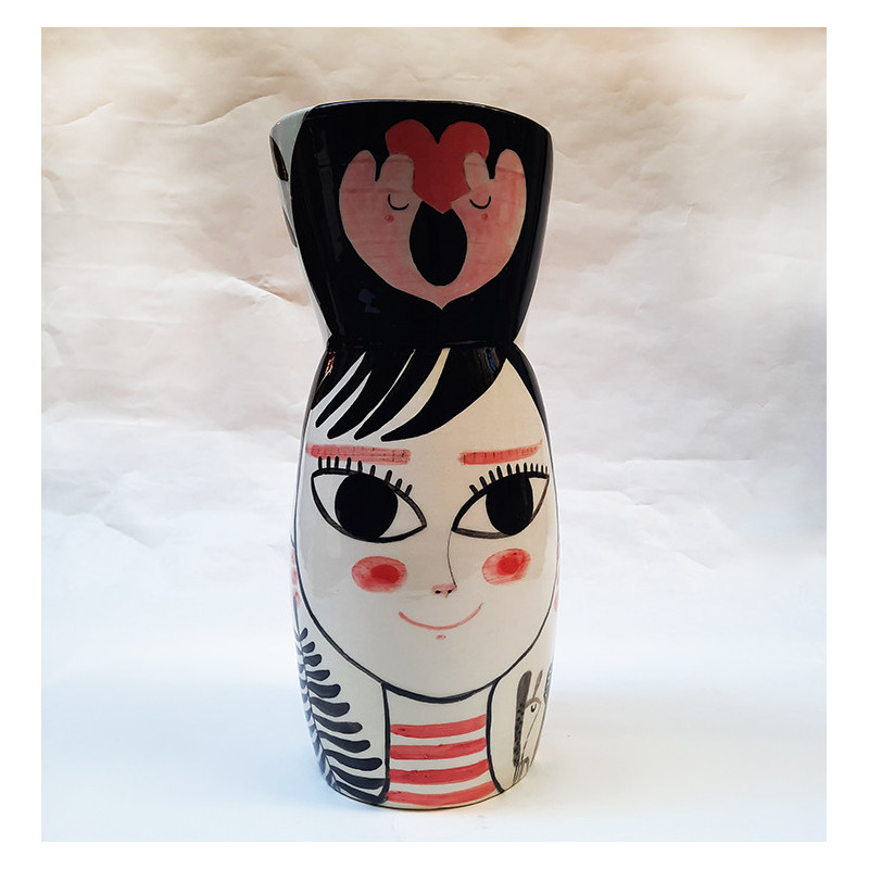 LA CONTENTA vase, one-off hand painted pottery