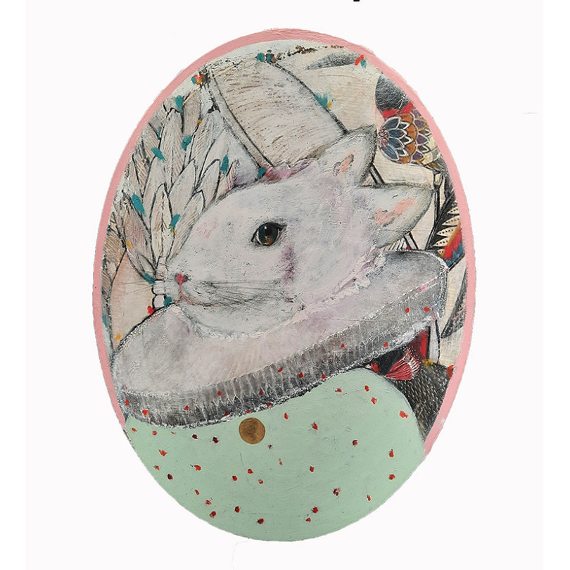 ROBERTA bunny portrait painting by Karenina Fabrizzi