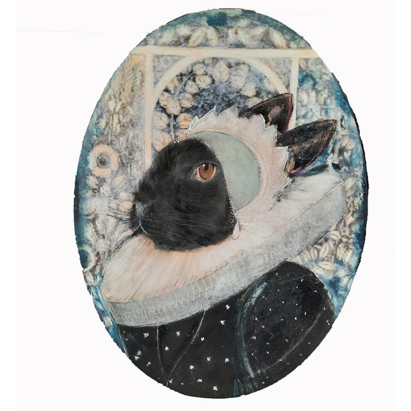 OLIVIA bunny portrait painting by Karenina Fabrizzi