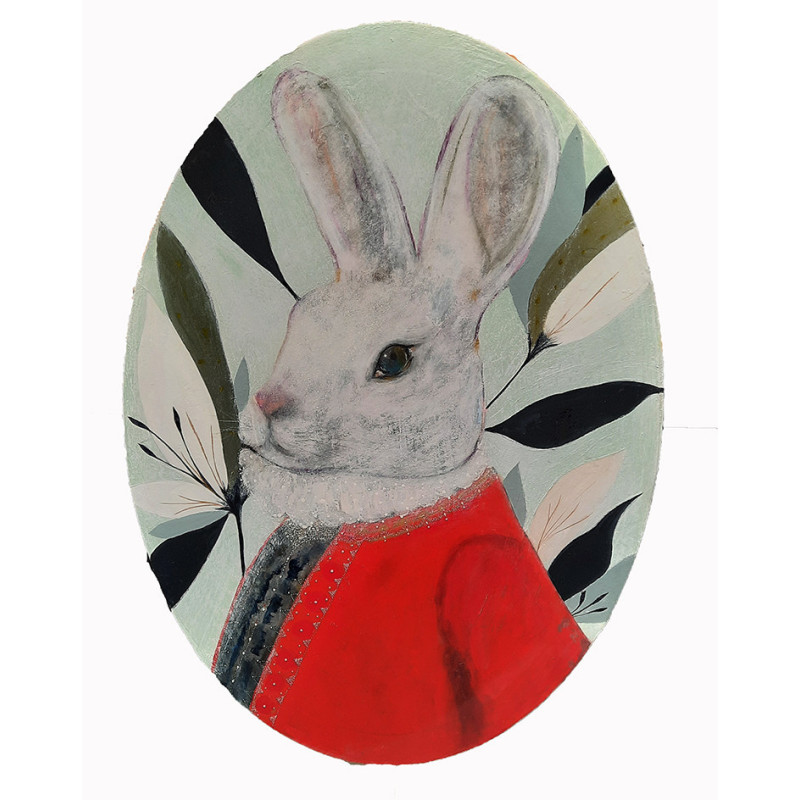 CHARLIE portrait de lapin, peinture de Karenina Fabrizzi