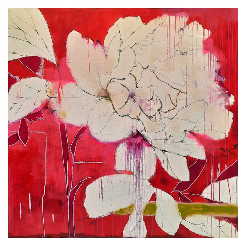 RED FLOWER painting, artwork by Karenina Fabrizzi