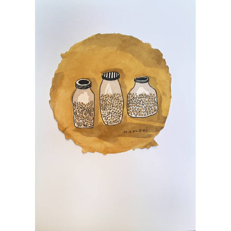 aquarelle "3 pots en verre" de Montse Roldos