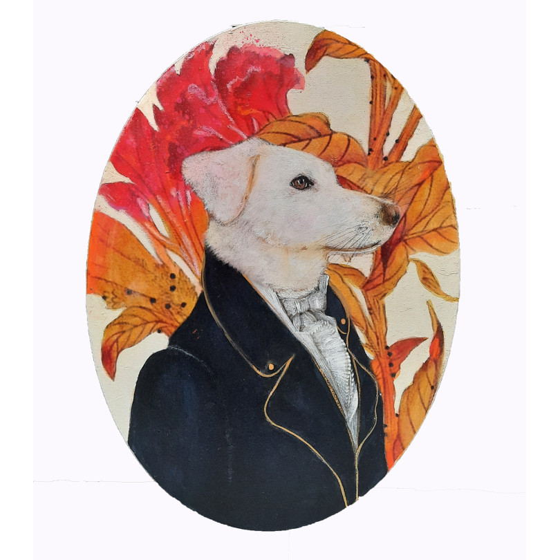 CHARLES dog portait painting by Karenina Fabrizzi