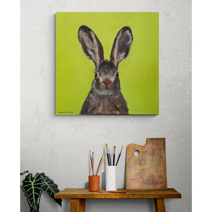 Cuadro HARE 02, retarto de liebre pintado por Marike Koot