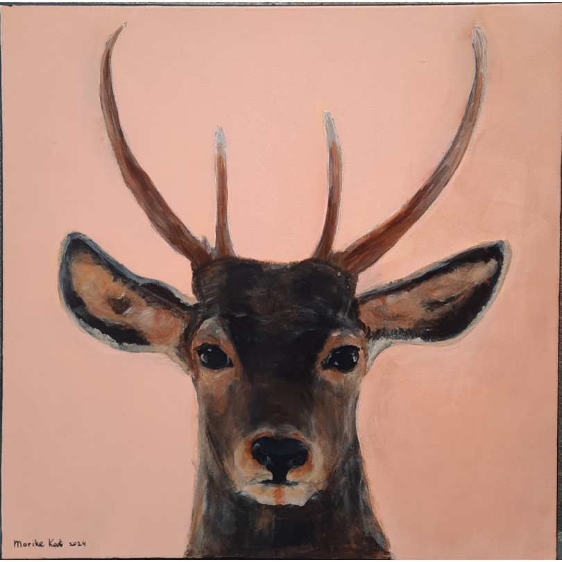 RED DEER pintura, retrato pintado de ciervo por Marike Koot