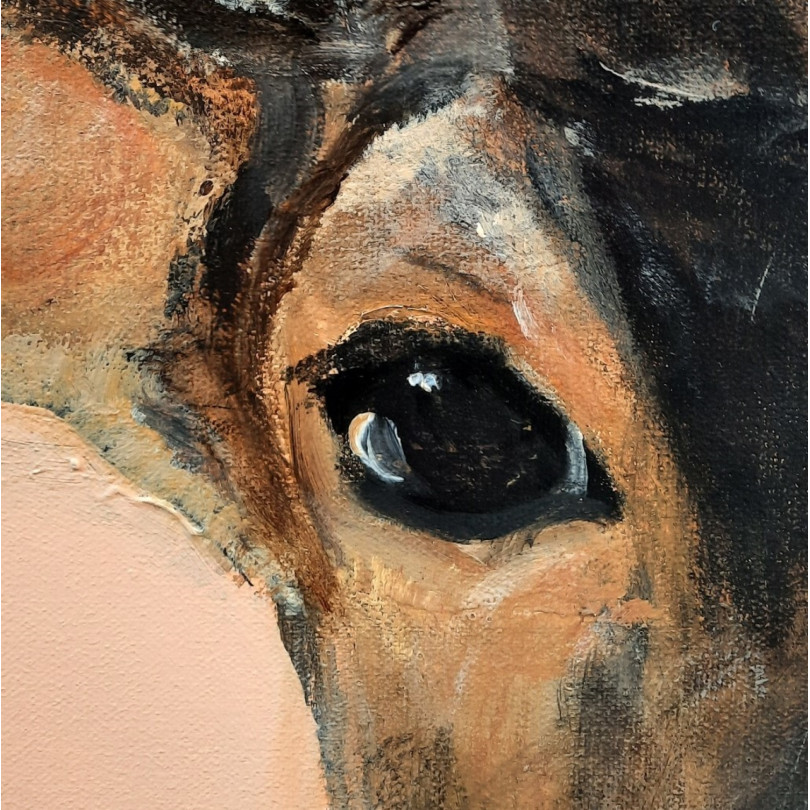 detalle de la obra RED DEER. Retrato de ciervo pintado