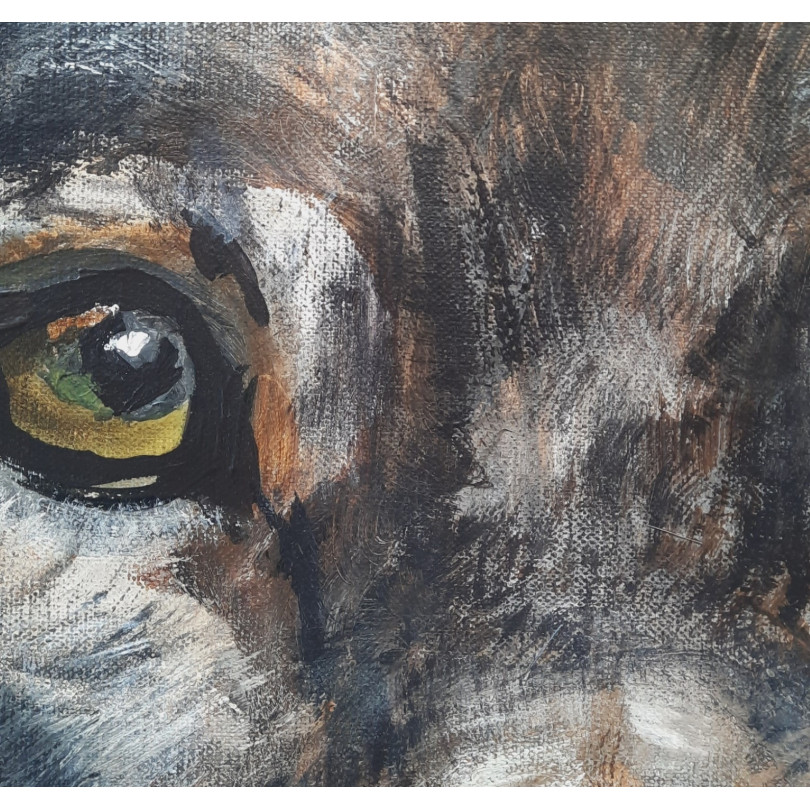 WOLF portait painting. Detail