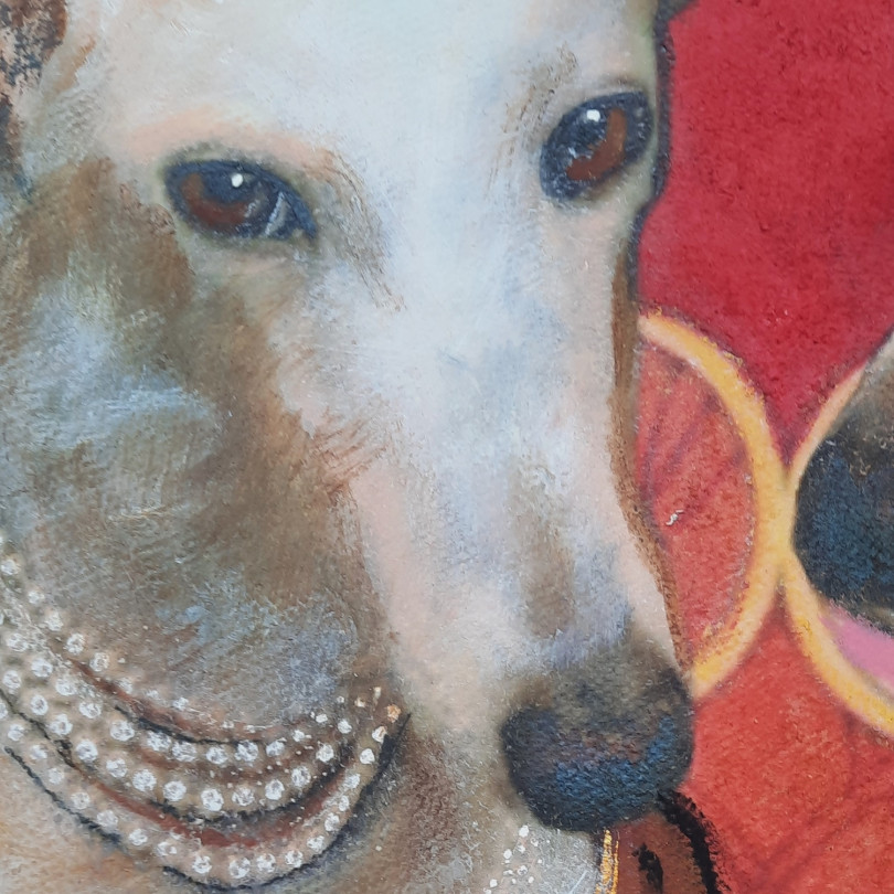 Whippet portrait painting by Karenina Fabrizzi