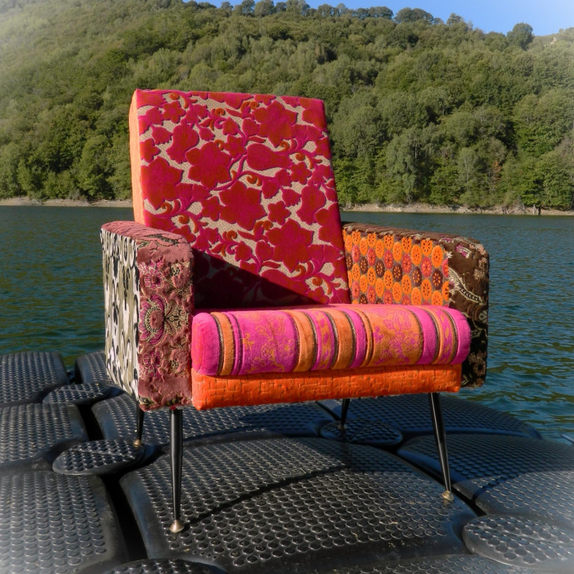 Mura, upholstered boho-chic armchair