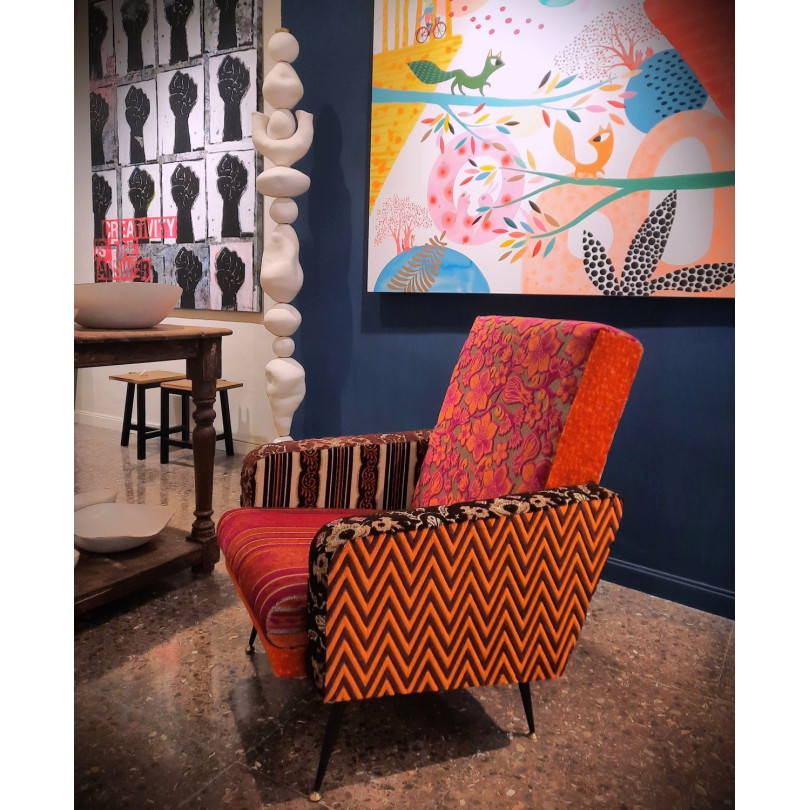 Mura, upholstered boho-chic armchair in ICI ET LÀ Barcelona gallery