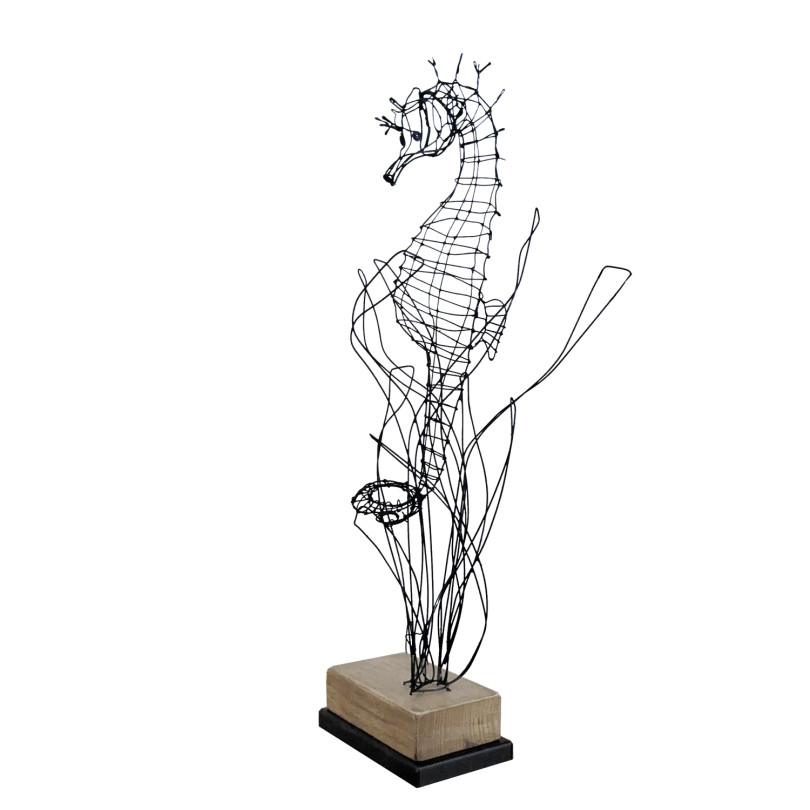 SEAHORSE black wire sculpture