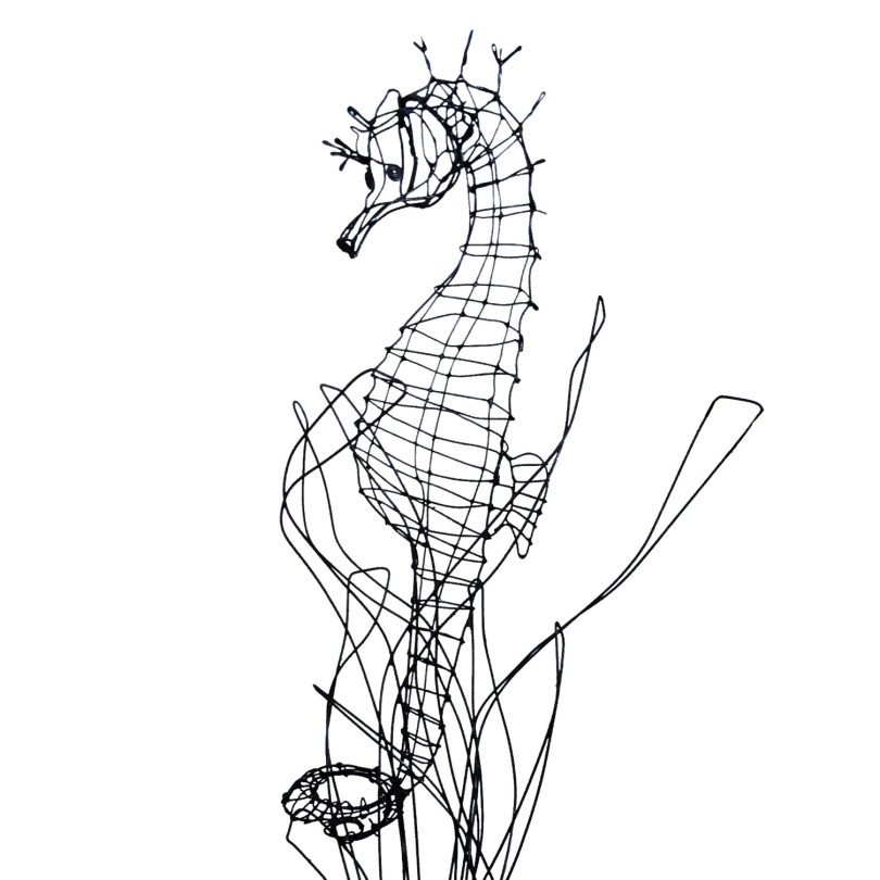 SEAHORSE black wire sculpture