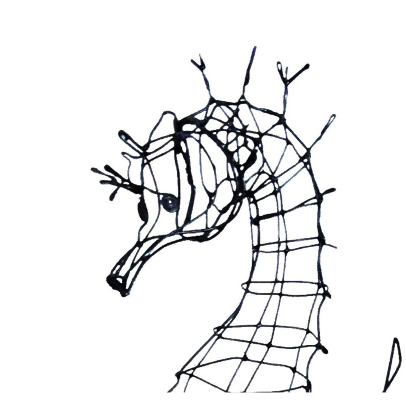 SEAHORSE black wire sculpture