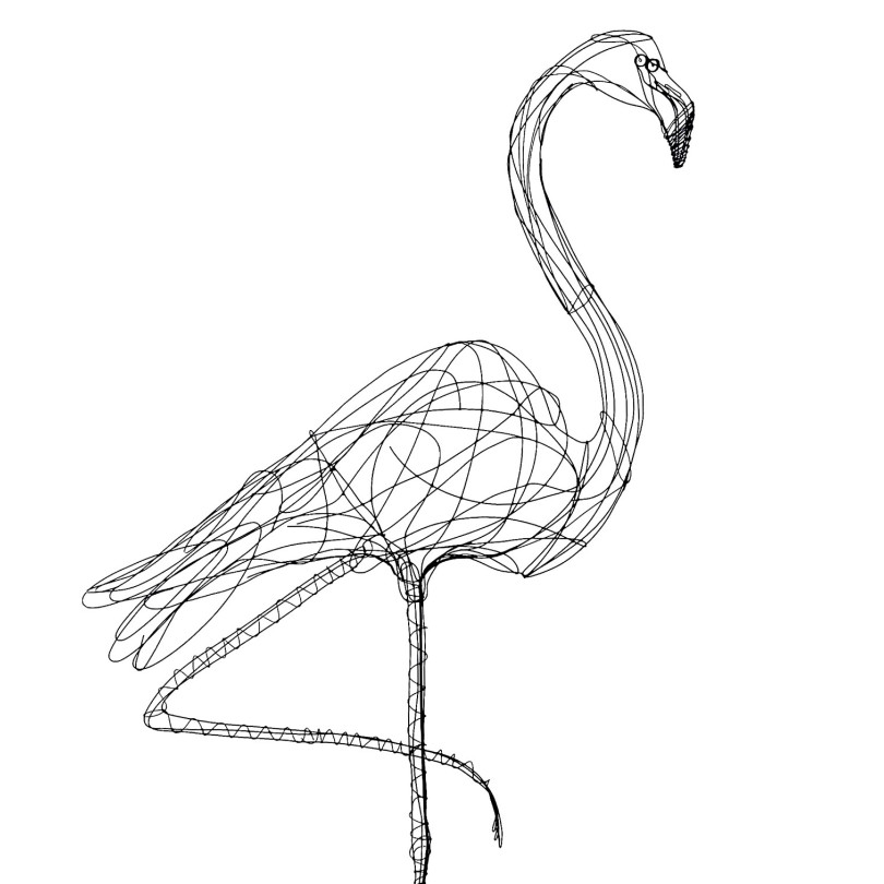 Pink Flamingo wire sculptue. One-off piece