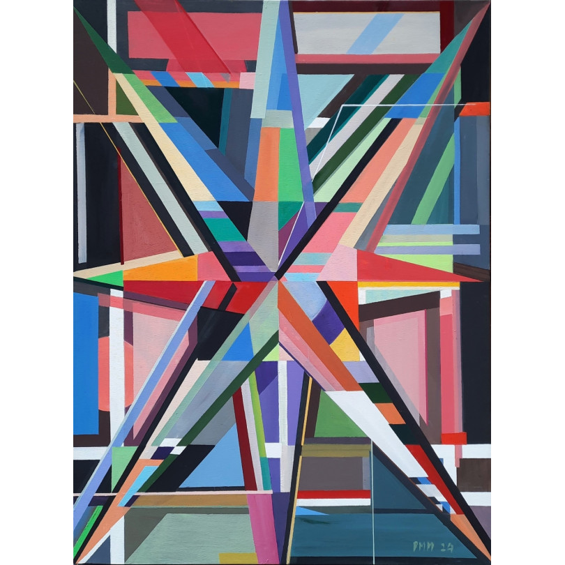 geometric abstract painting by Mainman for Ici et Là gallery