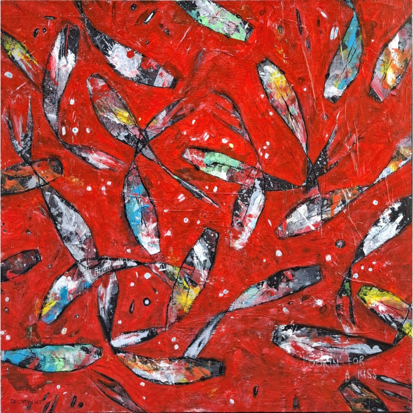 LOOKING FOR A KISS peinture orginale de The Catman pour la galerie Ici et Là
