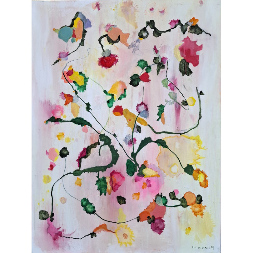 Obra abstracta y colorida inspirada de la naturaleza del artista Pedro Martinez Marín