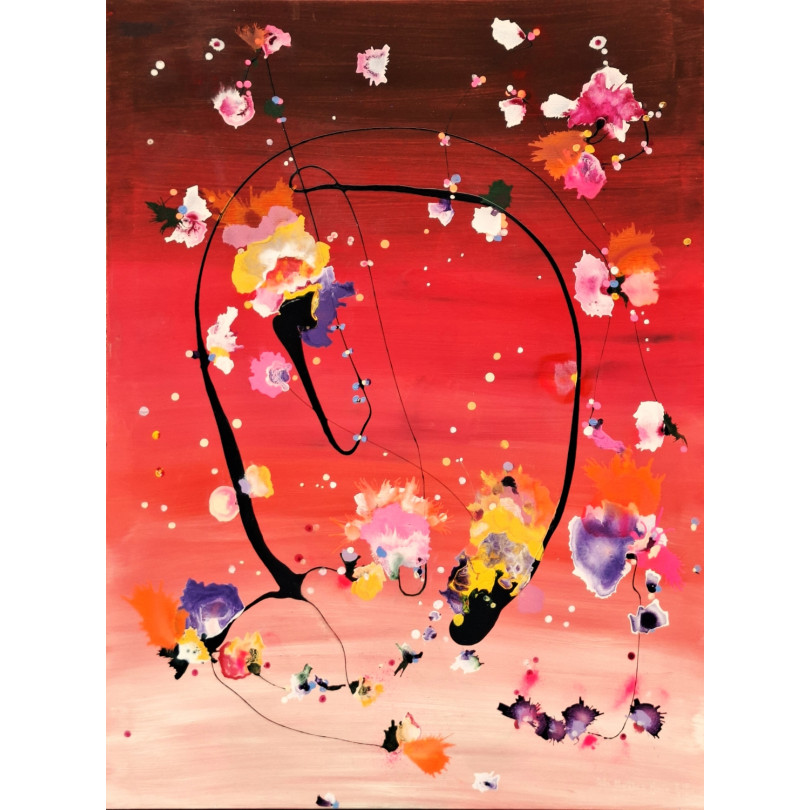 Obra de arte colorida del movimiento expresionismo abstracto del artista Pedro Martínez Marín, conocido como Mainman.