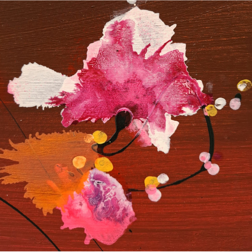 Obra de arte colorida del movimiento expresionismo abstracto del artista Pedro Martínez Marín, conocido como Mainman.