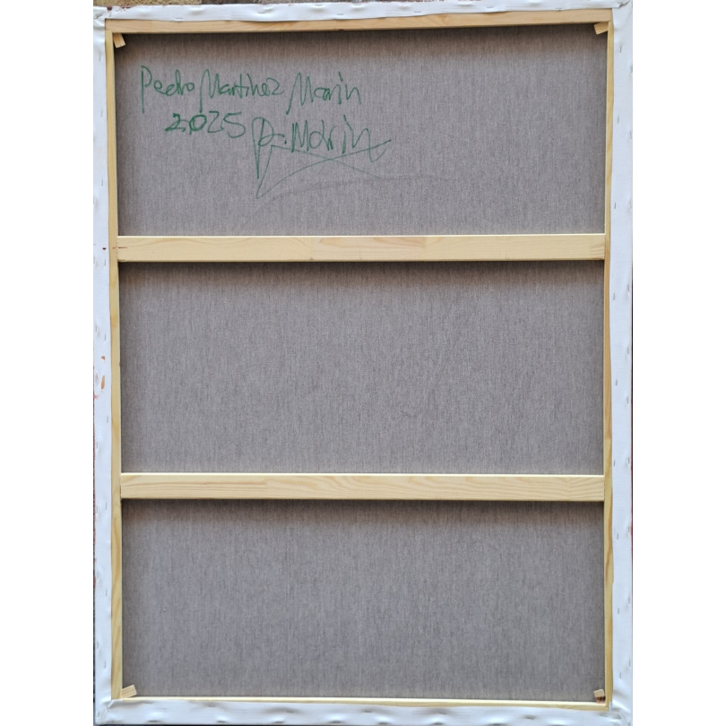 Obra de arte colorida del movimiento expresionismo abstracto del artista Pedro Martínez Marín, conocido como Mainman.