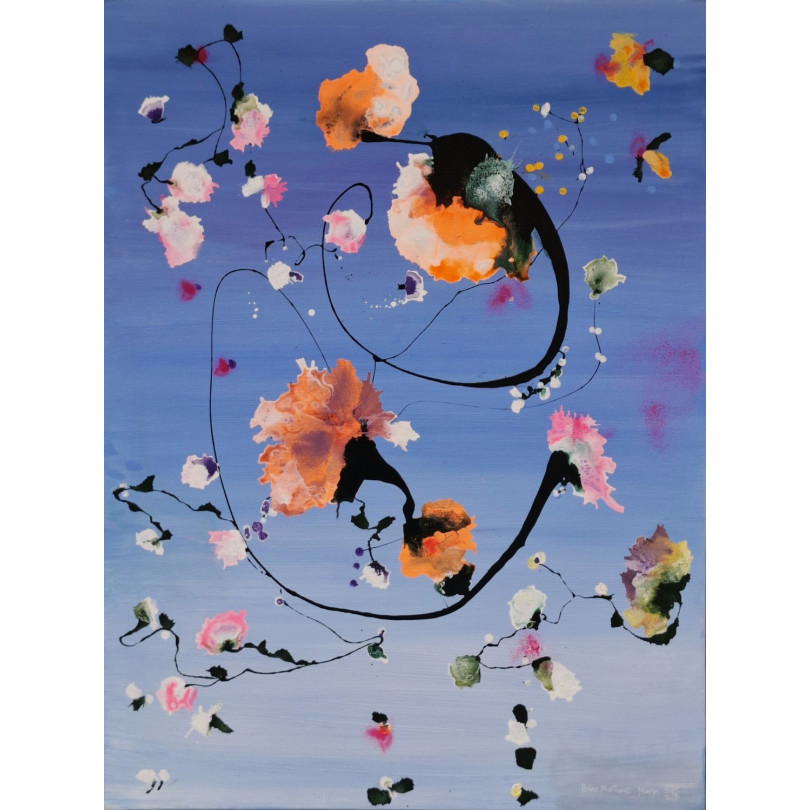 Peinture semi-abstraite florale de l'artiste Pedro Martinez Marín