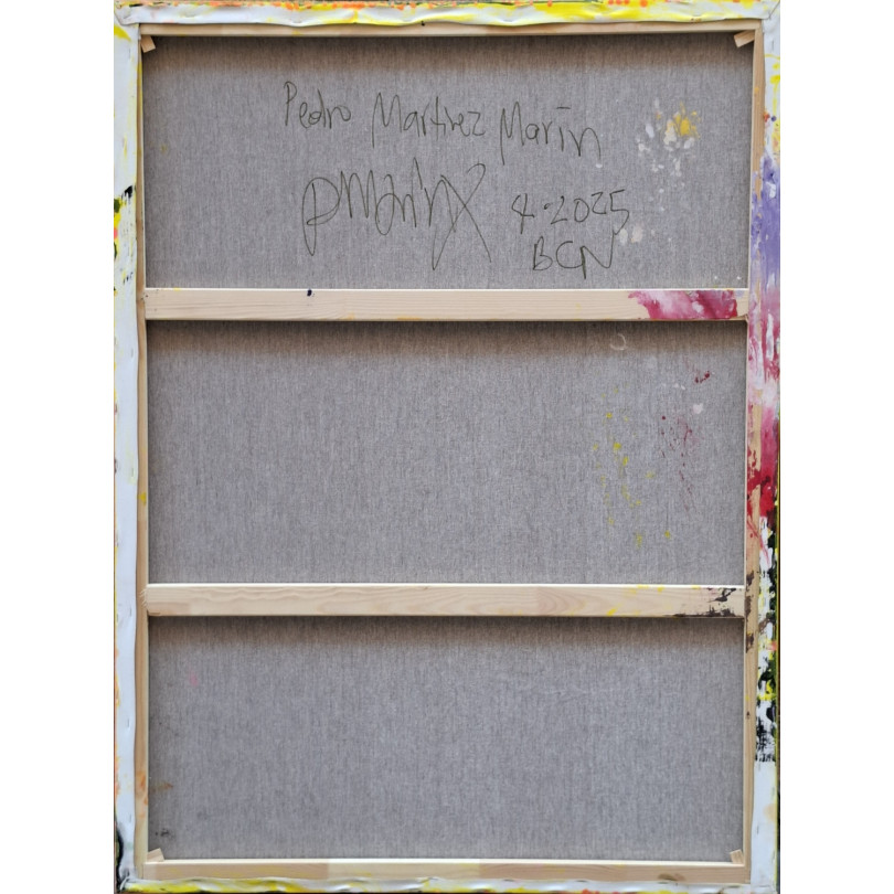 Obra de color naranja con tema floral del artista Martinez Marín (Mainman)