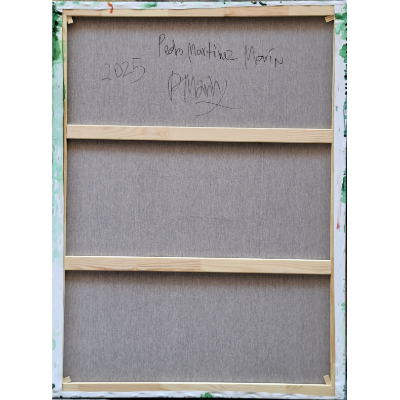 Cuadro abstracto floral de color verde de grande formato de Martinez Marín (Mainman)