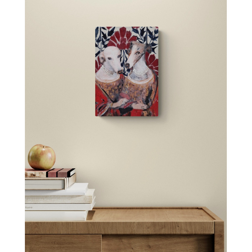 Portait peint de levriers élégants par Karenina Fabrizzi pour ICI ET LÀ