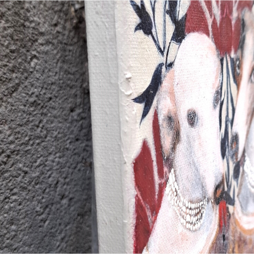 SU & LU retrato pintado de dos galgos vestidos, obra de Karenina Fabrizzi