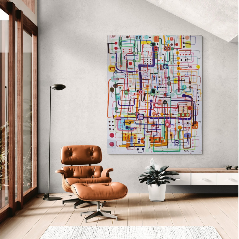 CONNECTIONS obra colorida de grande formato del artista Pedro Martinez Marín