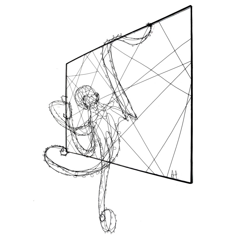 Escultura Pulpo enmarcado en alambre