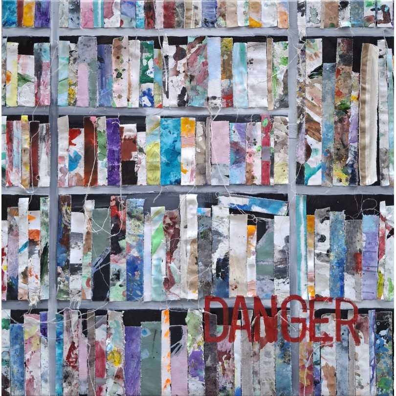 Pintura DANGER: Biblioteca falsa de The Catman para Ici et Là