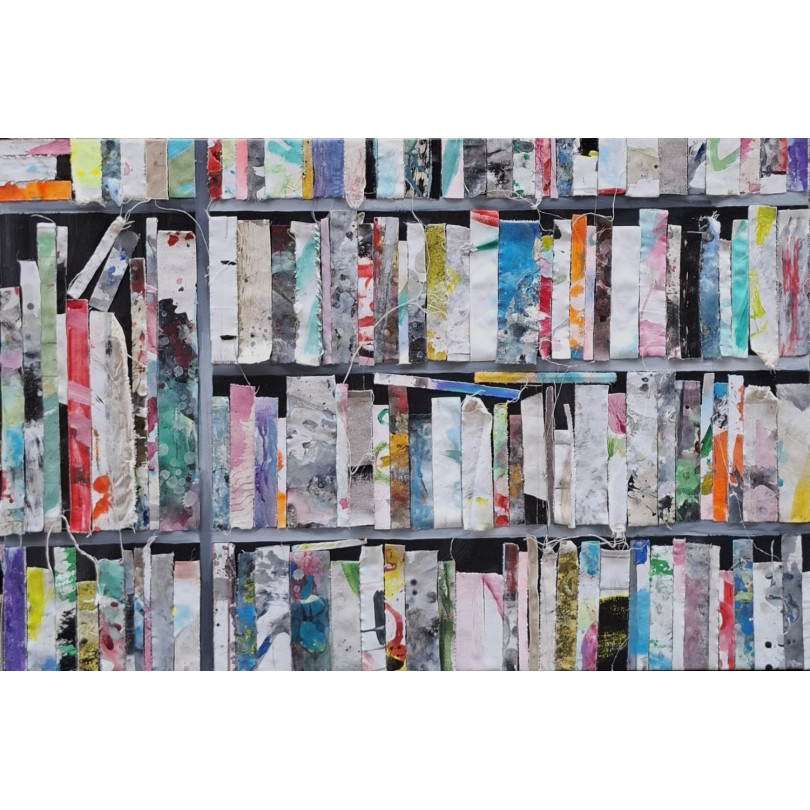 DANGER diptyque tableau, illusion de bibliothèque de The Catman pour Ici et Là