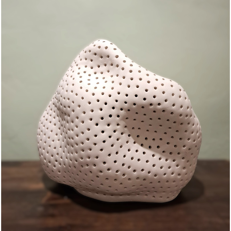 Ambient Lamp in White Pierced Ceramic